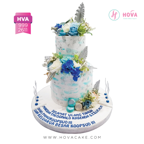 Birthday Cake Elegant Blue untuk Birthday Cake for Adult