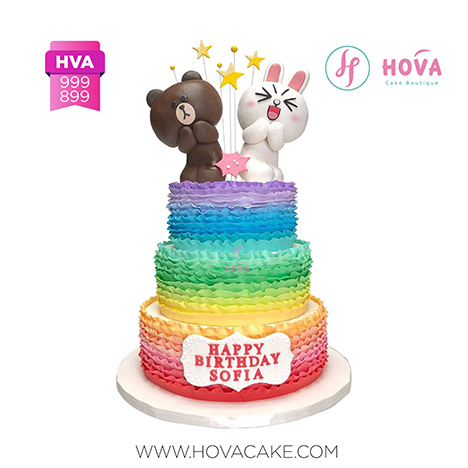 Birthday Cake Rainbow Line Friends untuk Birthday Cake for Adult