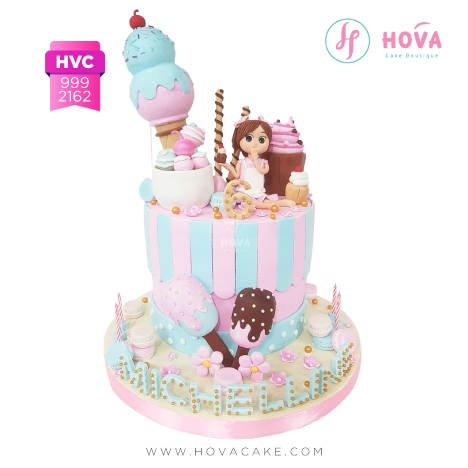 Birthday Cake Pink & Blue Ice Cream untuk Birthday Cake for Adult