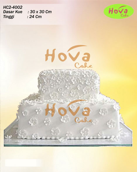 White Flower Garden Wedding Cake untuk 2 Tiered Wedding Cake
