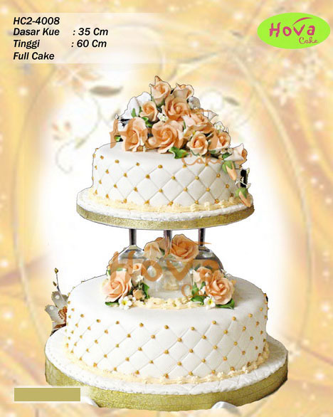 Elegant White Wedding Cake untuk 2 Tiered Wedding Cake