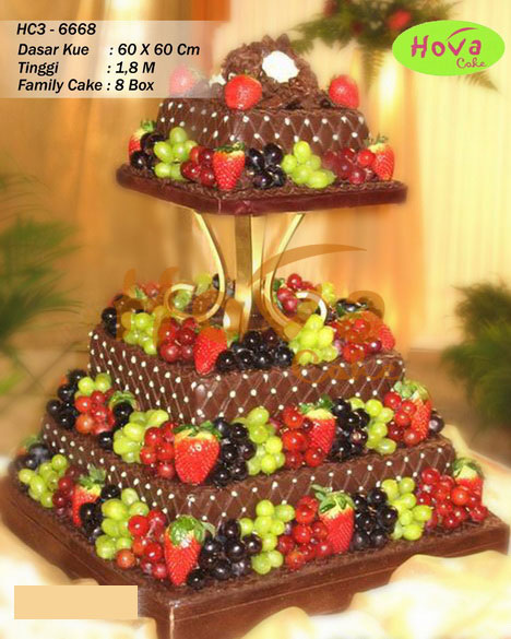 Stylish Brown Fruitful Wedding Cake untuk 3 Tiered Wedding Cake