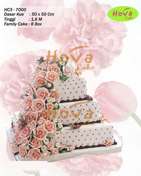Nice Flower Wedding Cake untuk 3 Tiered Wedding Cake