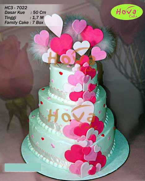 Colorful Hearts Wedding Cake untuk 3 Tiered Wedding Cake