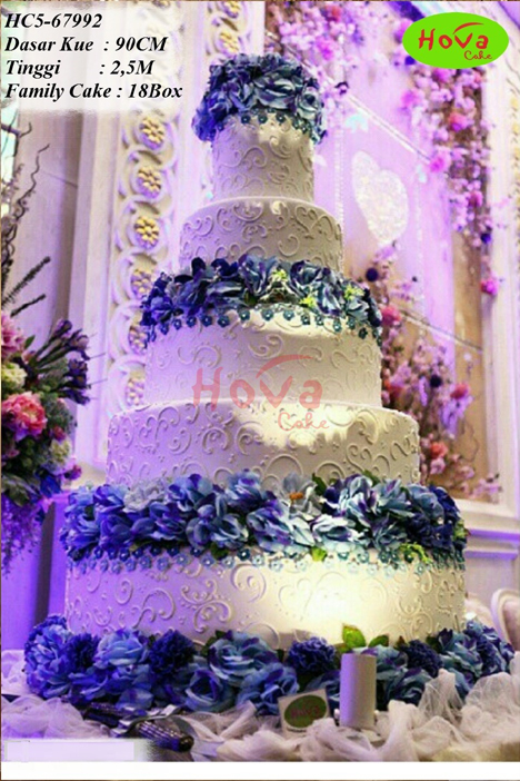 Wedding Cake Roses Blue untuk 5 Tiered Wedding Cake