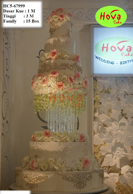 Wedding Cake Full Flowers untuk 5 Tiered Wedding Cake