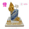 Koleksi kue : Birthday Cake Elegant Gold Blue