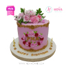 Koleksi kue : Birthday Cake with Flowers topper
