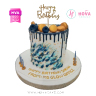 Koleksi kue : Birthday Cake Elegant Ocean Blue with Macarons