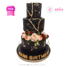 Koleksi kue : Birthday Cake Elegant Black 3 Tier