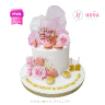 Koleksi kue : Birthday Cake Pink Rose with Macaron