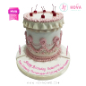 Koleksi kue : Birthday Cake Elegant Blue Pastel & Pink