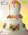 Koleksi kue : Peach and Yellow Ribboned Wedding Cake