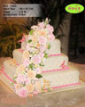Koleksi kue : Pink Styled Joint Flowers Wedding Cake
